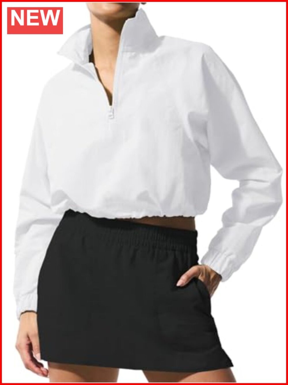 Women's Cropped Quarter Zip Pullover Lightweight Athletic Top Long Sleeve